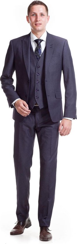Blauw/grijs geruit kostuum met gilet (P18) | bol.com