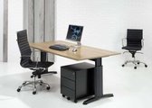 Hoogte verstelbaar bureau T- Poot Work breed 160CM diep 80CM bladkleur Logan eiken framekleur Aluminium (RAL9006)