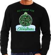 Wiet Kerstbal sweater / Kersttrui All i want for Christmas zwart voor heren - Kerstkleding / Christmas outfit L