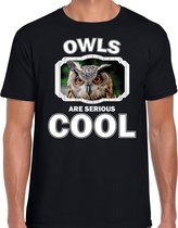 Dieren uilen t-shirt zwart heren - owls are serious cool shirt - cadeau t-shirt uil/ uilen liefhebber 2XL