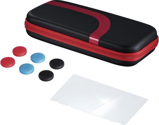 Hama Set (tas,beschermglas,control-opzetstukken) Voor N. Switch,zwart/rood - Hama