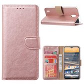 Bookcase Geschikt voor: Nokia 1.3 - Rose Goud - portemonnee hoesje