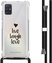 iMoshion Design hoesje met koord voor de Samsung Galaxy A51 - Live Laugh Love - Zwart