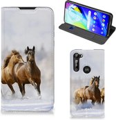 Wallet Book Case Motorola Moto G8 Power Smart Cover Hoesje Paarden