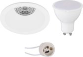 LED Spot Set - Pragmi Pollon Pro - GU10 Fitting - Inbouw Rond - Mat Wit - 4W - Natuurlijk Wit 4200K - Verdiept - Ø82mm