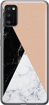 Samsung Galaxy A41 hoesje siliconen - Marmer zwart bruin - Soft Case Telefoonhoesje - Marmer - Bruin