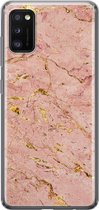 Samsung Galaxy A41 hoesje siliconen - Marmer roze goud - Soft Case Telefoonhoesje - Marmer - Roze