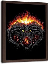 Foto in frame , Demon Of Morgoth ,70x100cm ,  zwart oranje rood ,  wanddecoratie ,  Premium Print