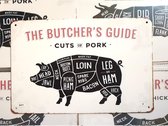 Butcher's guide | varken | metalen wandbord | bbq | 20 x 30cm | binnen en buiten