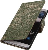 Wicked Narwal | Lace bookstyle / book case/ wallet case Hoes voor Huawei Mate S Donker Groen