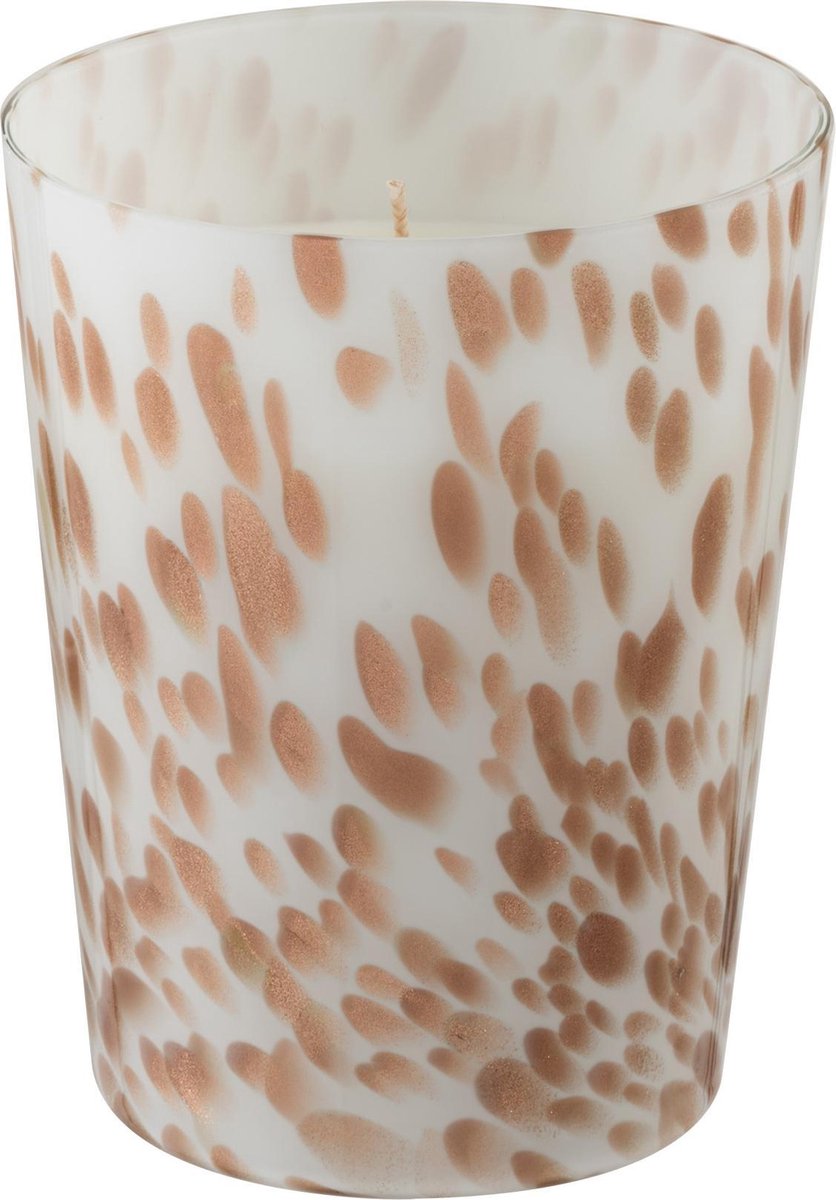 J-Line geurkaars Noa - Neon Night - glas - wit/goud - medium - 68U Wit - Goud