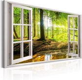 Artgeist Window View on Forest Canvas Schilderij - 90x60cm