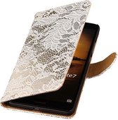Wicked Narwal | Lace bookstyle / book case/ wallet case Hoes voor Huawei Mate 7 Wit