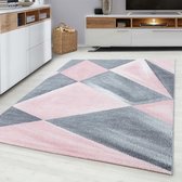 Flycarpets Fano Modern Vloerkleed - 160x230cm - Roze/Grijs