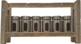 Pots à épices avec couvercle et support en acier inoxydable - support en bois avec 6 bocaux en verre pour herbes | Choix ciblé