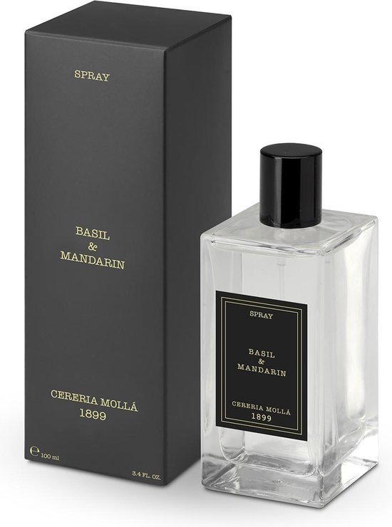 Cereria Mollà 1899 Room Spray Huis parfum Interieurparfum Body Mist 100ml Basil & Mandarin