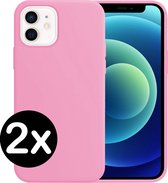 iPhone 12 Mini Hoesje Siliconen Case Hoes Cover - iPhone 12 Mini Hoes Hoesje - Roze - 2 PACK