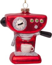 Vondels Glazen kerst decoratie rood koffie apparaat H9cm