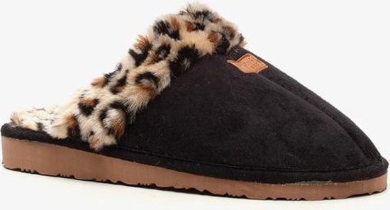 Thu!s dames pantoffels met luipaardprint - Zwart - Maat 40 | bol.com