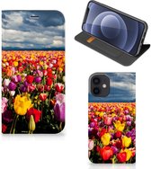 Stand Case Moederdag Cadeau Geschikt voor iPhone 12 Mini Telefoonhoesje met foto Tulpen