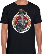 Original gangster skelet Halloween verkleed t-shirt zwart voor heren - horror gangster skelet shirt / kleding / kostuum / Halloween outfit 2XL
