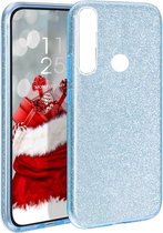 Motorola G8 Power Lite Hoesje Glitters Siliconen TPU Case Blauw - BlingBling Cover