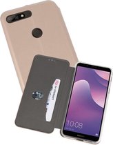 Slim Folio Case - Book Case Telefoonhoesje - Folio Flip Hoesje - Geschikt voor Huawei Y7 / Y7 Prime 2018 - Goud