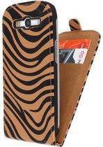 Zebra Flipcase Hoesjes Geschikt voor Samsung Galaxy S3 i9300 Bruin