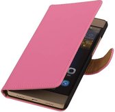 Mobieletelefoonhoesje.nl - Effen Bookstyle Hoesje voor Huawei P8 Lite Roze