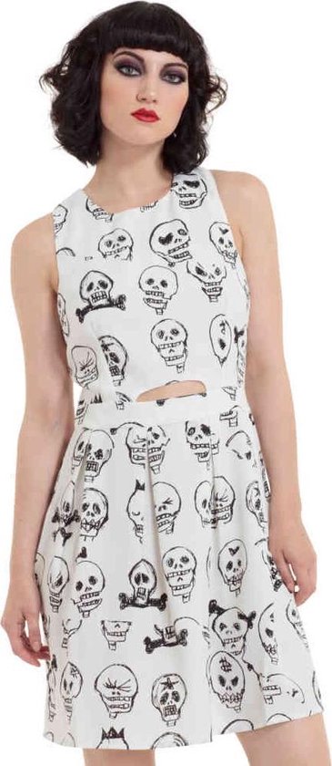 Jawbreaker - Vertex Cut Out Skull Doodle Korte jurk - XL - Wit