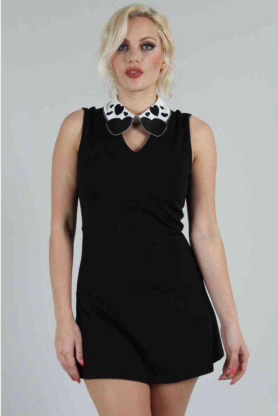 Voodoo Vixen - Madison Heart-Collar Korte jurk - XL - Zwart