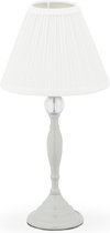 Relaxdays tafellamp vintage - nachtlamp kristal - schemerlamp - tafellampje - stoffen kap - grijs