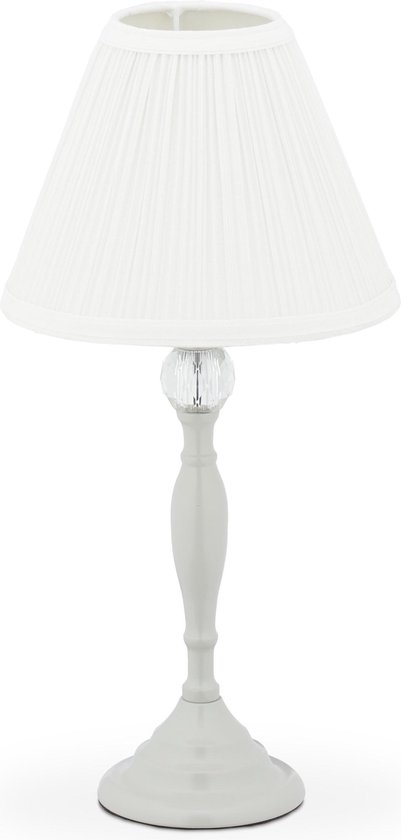 Relaxdays tafellamp vintage - nachtlamp kristal - schemerlamp - tafellampje - stoffen kap - grijs