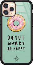 iPhone 11 Pro hoesje glass - Donut worry | Apple iPhone 11 Pro  case | Hardcase backcover zwart