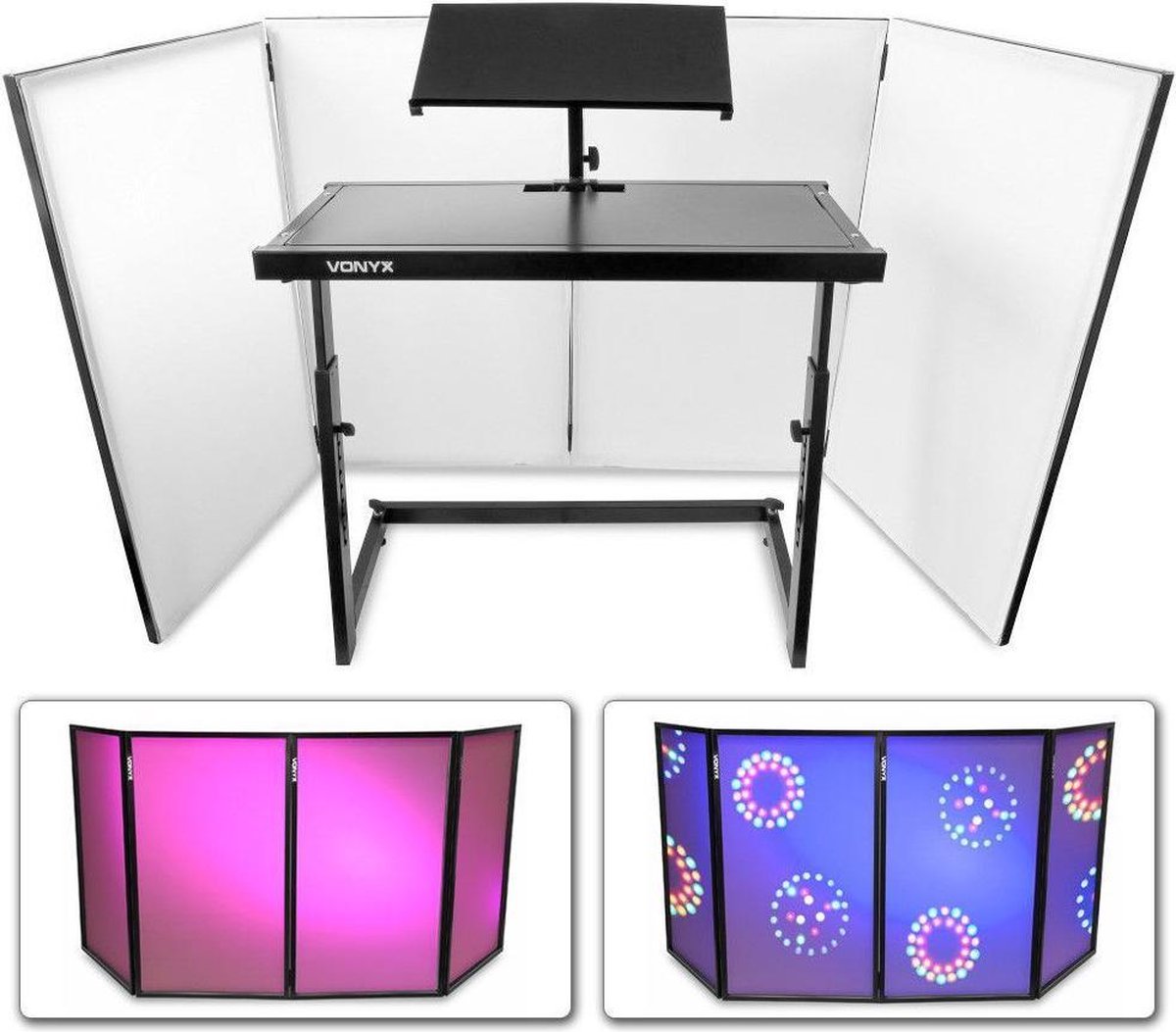 Vonyx DJ booth met verstelbaar meubel en scherm