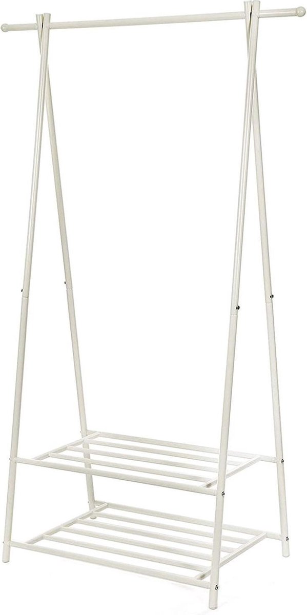 Parya Home - Kledingrek - Kledingstandaard Met Schoenenrek - Wit - 83 x 41,5 x 6,4 cm