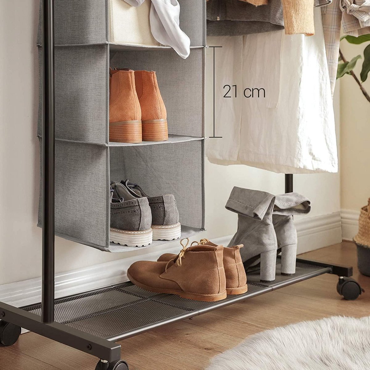 JONASHER Drying Rack with 3 Levels, Adjustable Clothes Rack, Floor to Ceiling Drying Rack, Tension Bar, Storage Organizer for Hanging Clothes, Scarves, Hats, Bags