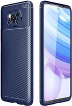 Xiaomi Poco X3 / X3 Pro Hoesje TPU Carbon Fiber Back Cover Blauw