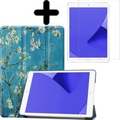 Hoes Geschikt voor iPad 10.2 2019 Hoes Luxe Hoesje Book Case Met Screenprotector - Hoesje Geschikt voor iPad 7 Hoes Cover - Bloesem