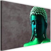 Schilderij Kalme boeddha groen/blauw, 2 maten, Premium print