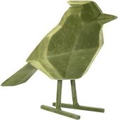 Present Time Ornament Bird - Polyresin Fluweel Donker Groen - Large - 18,5x9x24cm