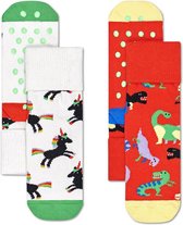 Happy Socks Sokken Kids Dinosaur Anti-Slip Socks Wit Maat:6-12 mnd