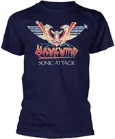 Hawkwind Heren Tshirt -S- Sonic Attack Blauw