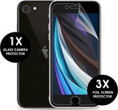 Screenprotector iPhone SE (2022) / SE (2020) / 8 / 7 Inclusief Camera Lens protector - iMoshion Screenprotector Folie 3 Pack + Camera Protector Glas