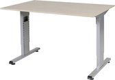 RoomForTheNew Bureau Schiphol Normal-Bureau - Bureautafel - Gaming bureau - Game bureau - Computertafel - Desk - Bureau wit - Verstelbaar bureau - Gaming Desk - Bureau tafel - Bureau verstelbaar--Lindberg eiken blad-Aluminium  onderstel- 120x80