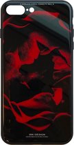 WK Design - Azure Stone Series - Hardcase hoesje voor iPhone 7 Plus / 8 Plus - Rode bloem - Zwart
