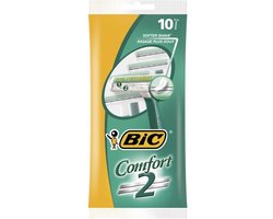 BIC Comfort 2 Wegwerpscheermesjes Voor Heren Met Twee Mesjes En Vaste Kop - Pak van 10 Stuks