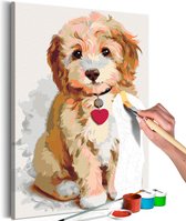 Doe-het-zelf op canvas schilderen - Puppy 40x60 ,  Europese kwaliteit, cadeau idee