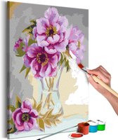 Doe-het-zelf op canvas schilderen - Bloemen in een Vaas 40x60 ,  Europese kwaliteit, cadeau idee