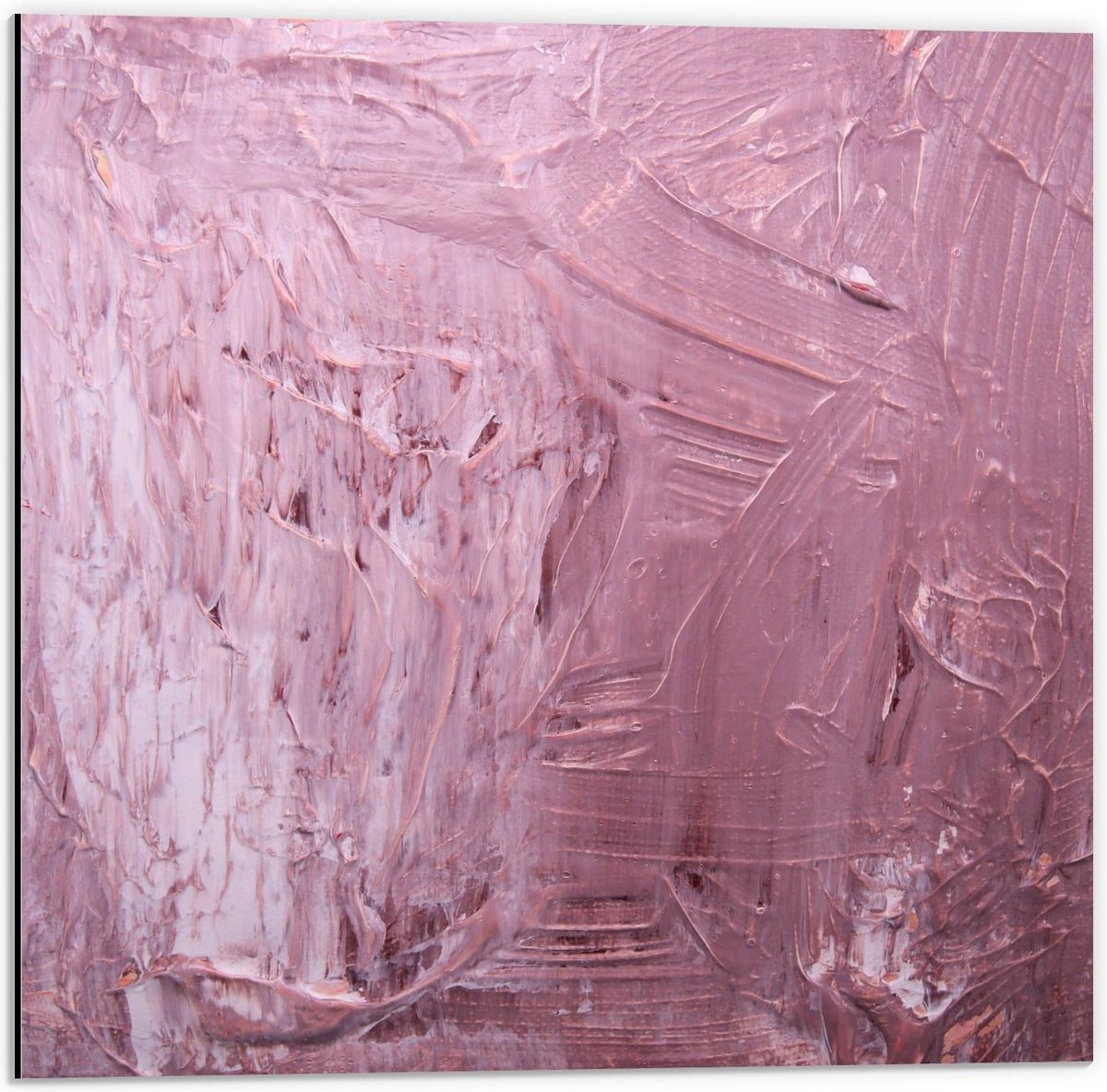 Dibond - Roze Plakkaat Verf - 50x50cm Foto op Aluminium (Wanddecoratie van metaal)